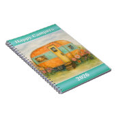 Happy Campers 2025 Spiral Notebook — Retro Caravan Notitieboek (Rechterzijde)