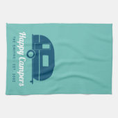 Happy Campers Blauwgroen marinecamping Theedoek (Horizontaal)