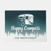 Happy Campers Blauwgroen Ombre Forest Familienaam Deurmat (Voorkant)