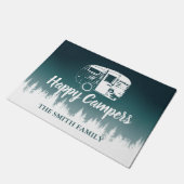 Happy Campers Blauwgroen Ombre Forest Familienaam Deurmat (Schuin)