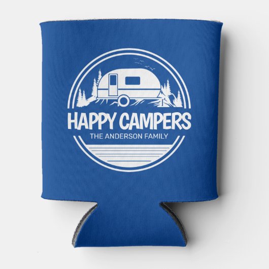 Happy Campers Blue Camping Blikjeskoeler (Voorkant)