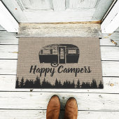 Happy Campers Camping Life Forest Rustic Burlap Deurmat