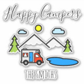 Happy Campers Camping RV Recreatievoertuig Sticker (Voorkant)