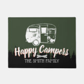 Happy Campers Camping Trailer & Bos Familienaam Deurmat (Voorkant)
