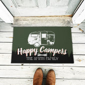 Happy Campers Camping Trailer & Bos Familienaam Deurmat
