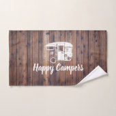 Happy Campers Camping Trailer Rustic Wood Handdoek (Handdoek)