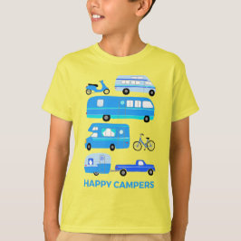 HAPPY CAMPERS  Camping Trailer RV Van Blue T-shirt