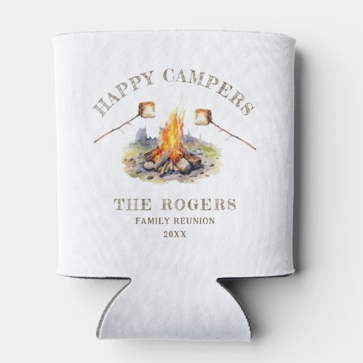 Happy Campers Camping Vacking Family Trip Custom Blikjeskoeler (Achterkant)