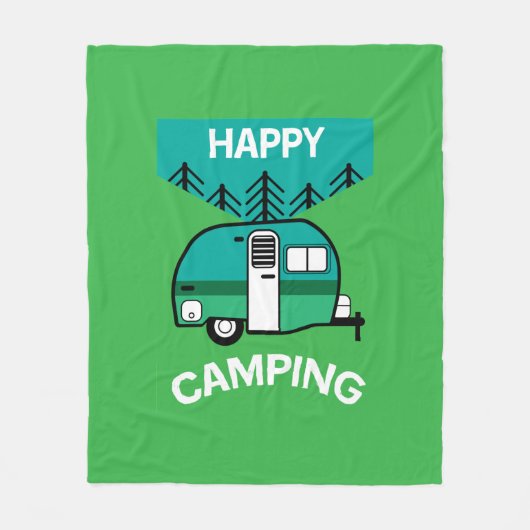 Happy Campers | Caravaner | Camper Sierkussen Fleece Deken (Voorkant)