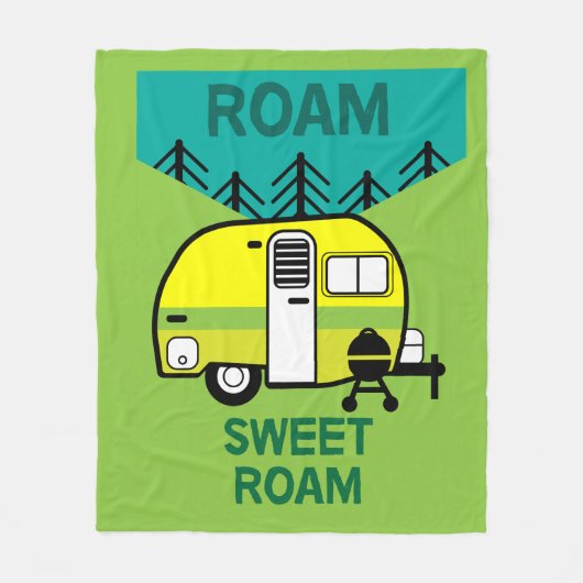 Happy Campers | Caravaner | Camper Sierkussen Mu Fleece Deken (Voorkant)