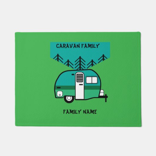 Happy Campers Caravanning Funny Caravans Two-Tone Deurmat (Voorkant)