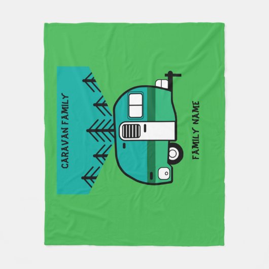 Happy Campers Caravanning Funny Caravans Two-Tone Fleece Deken (Voorkant)