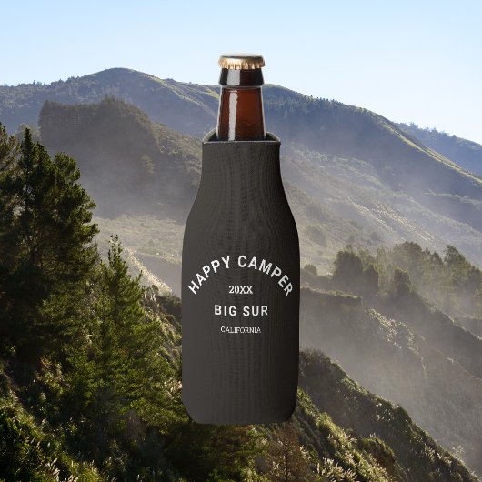 Happy Campers Crest Camping Crew  Zwart Flesjeskoeler