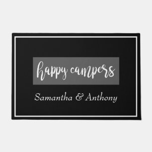 Happy Campers Elke naam RV Framed Black Grey Deurmat