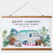Happy Campers Familienaam Hangend Wandkleed (Voorkant)