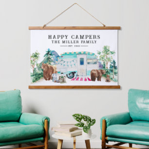 Happy Campers Familienaam Hangend Wandkleed