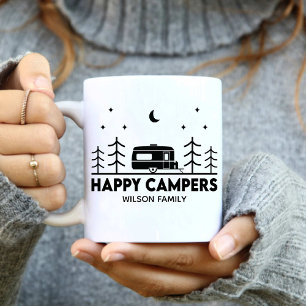Happy Campers familienaam minimalist Trendy Koffiemok
