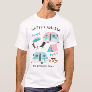 Happy Campers Familienaam Retro Caravan Camping T-shirt