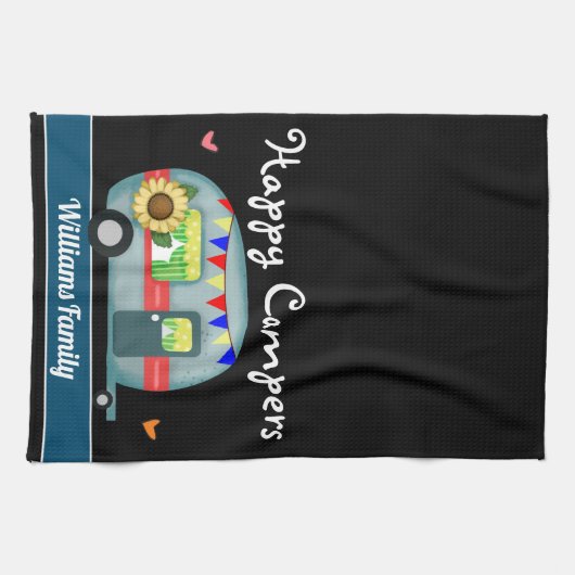 Happy Campers Familienaam Theedoek (Horizontaal)