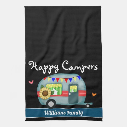 Happy Campers Familienaam Theedoek (Verticaal)