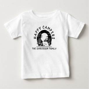 Happy Campers Family Name Camping Trip Black White