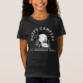 Happy Campers Family Name Camping Trip Black White T-shirt (Voorkant)
