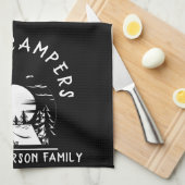 Happy Campers Family Name Camping Trip Black White Theedoek (Quarter Fold)