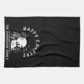 Happy Campers Family Name Camping Trip Black White Theedoek (Horizontaal)