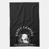 Happy Campers Family Name Camping Trip Black White Theedoek (Verticaal)