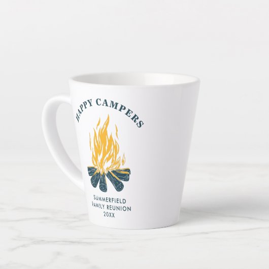 Happy Campers Family Reunion Custom Latte Mok (Linkerhoek)