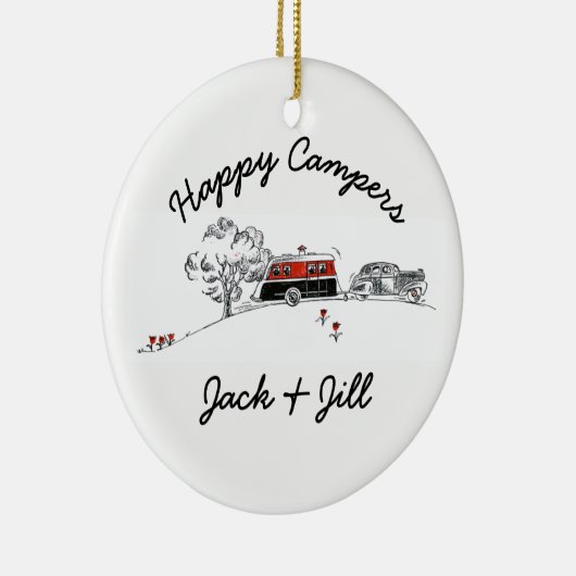 Happy Campers gepersonaliseerd |  RV-kampeerauto Keramisch Ornament (Rechts)