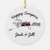 Happy Campers gepersonaliseerd |  RV-kampeerauto Keramisch Ornament (Voorkant)