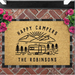 Happy Campers Gepersonaliseerde Aangepaste Familie Deurmat