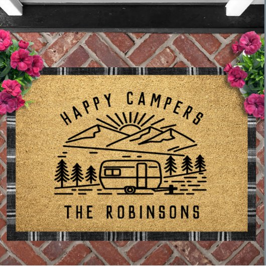 Happy Campers Gepersonaliseerde Aangepaste Familie Deurmat