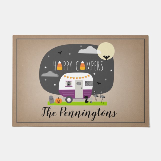 Happy Campers Halloween Camper RV Deurmat (Voorkant)