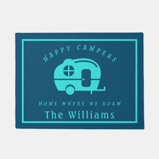 Happy Campers Home waar we Roam Campsite Doormat Deurmat (Voorkant)