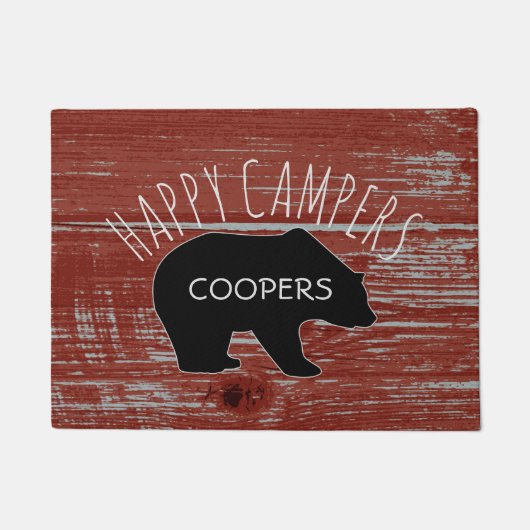 Happy Campers | Monogram Rustisch Rood Barn Beer Deurmat (Voorkant)