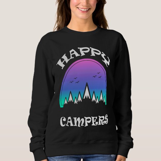 Happy Campers Mountains Cute Camping Mountains Bi Trui (Voorkant)