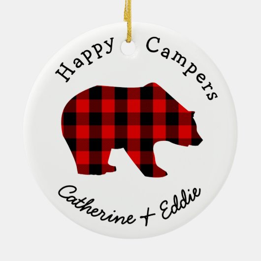 Happy Campers Names Rustic Buffalo Pset Beer Keramisch Ornament (Achterkant)