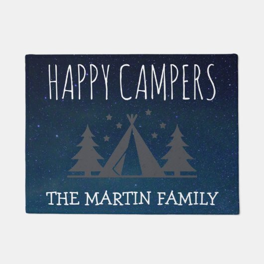 Happy Campers Personalized Camping Tent Starry Sky Deurmat (Voorkant)