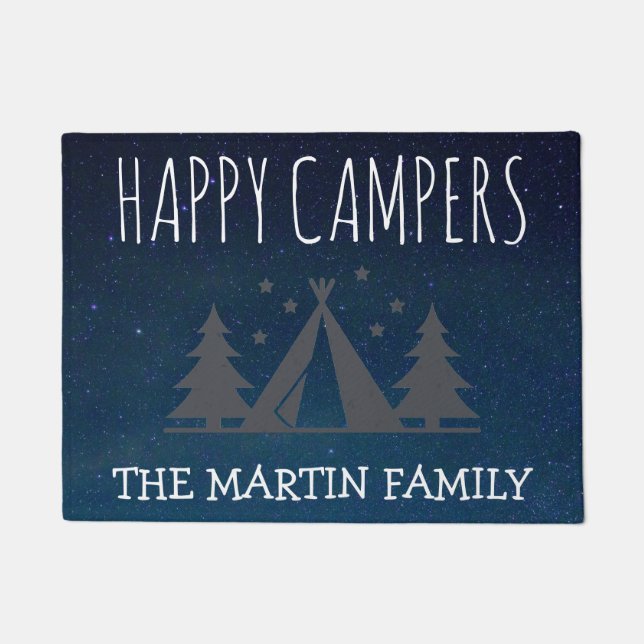 Happy Campers Personalized Camping Tent Starry Sky Deurmat (Voorkant)