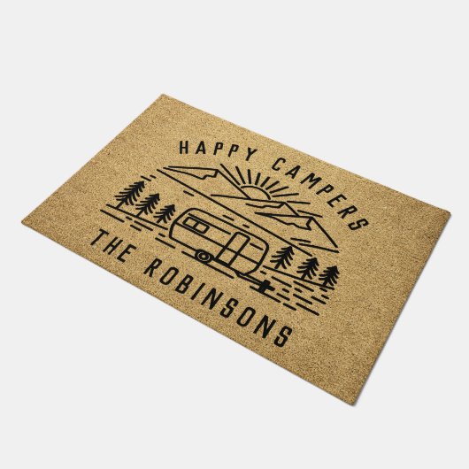 Happy Campers Personalized Custom Family Name Deurmat (Schuin)