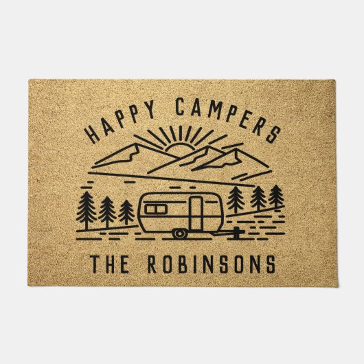 Happy Campers Personalized Custom Family Name Deurmat (Voorkant)