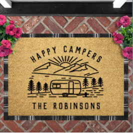 Happy Campers Personalized Custom Family Name Deurmat
