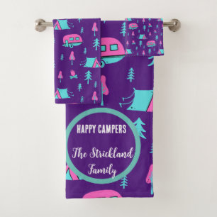 Happy Campers Personalized RV en Camping Bad Handdoek