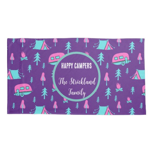 Happy Campers Personalized RV en Camping Kussensloop (Achterkant)