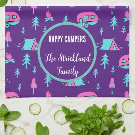 Happy Campers Personalized RV en Camping Theedoek (Gevouwen)