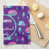 Happy Campers Personalized RV en Camping Theedoek (Quarter Fold)