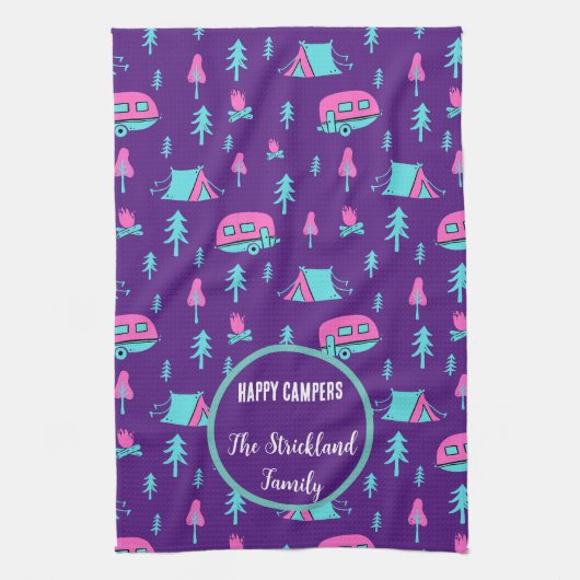 Happy Campers Personalized RV en Camping Theedoek (Verticaal)