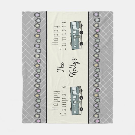 Happy Campers Personalized RV Fleece Deken (Voorkant)